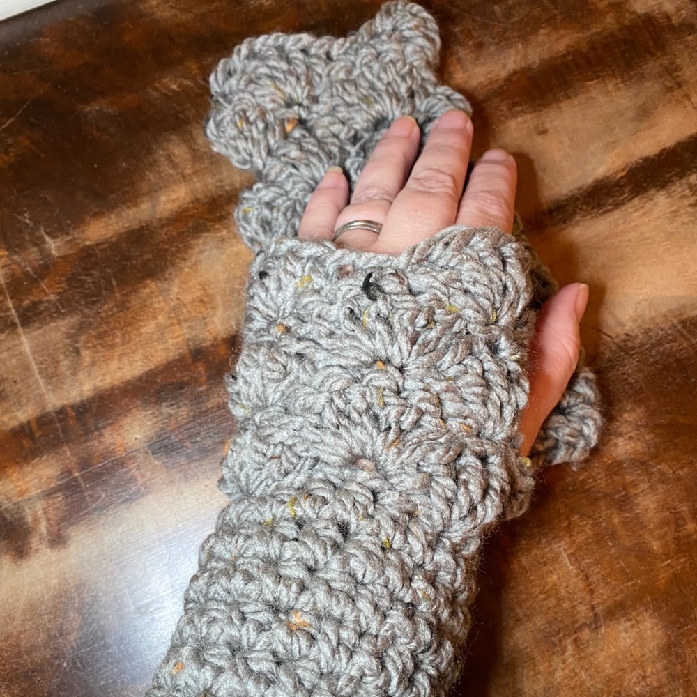 Crochet Fingerless Wrist Warmer Texting Gloves GRY